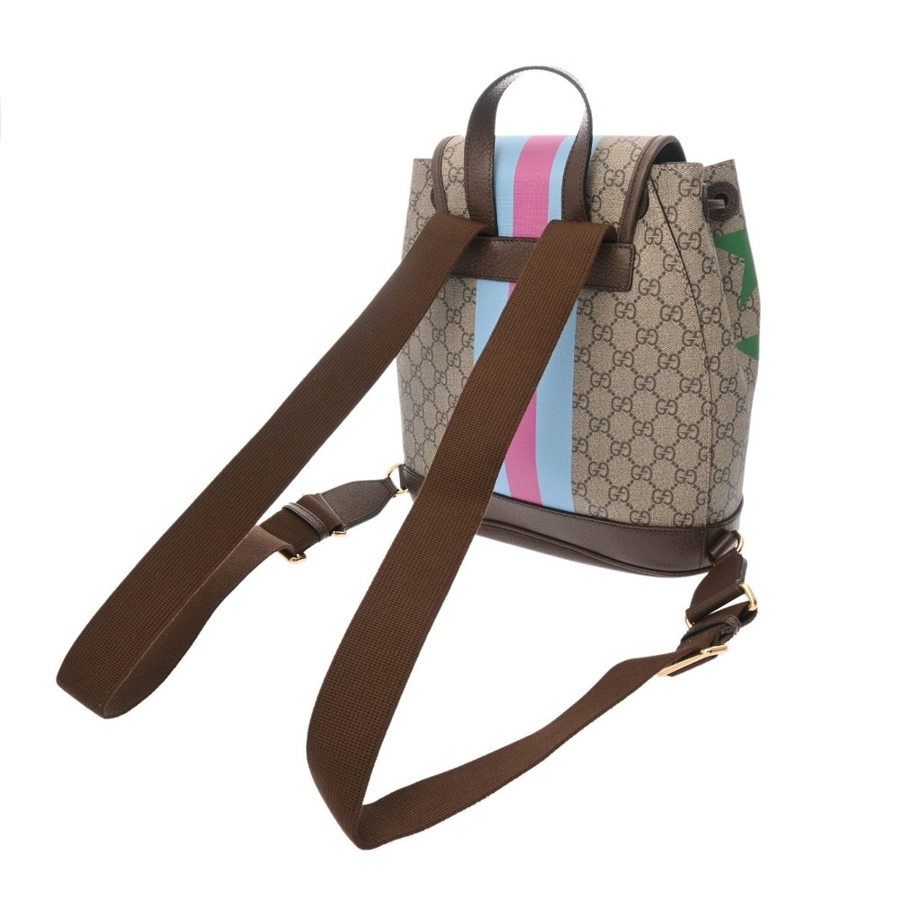 Gucci Tan GG Canvas Beige Daypack Backpack Supreme Leather Interlocking